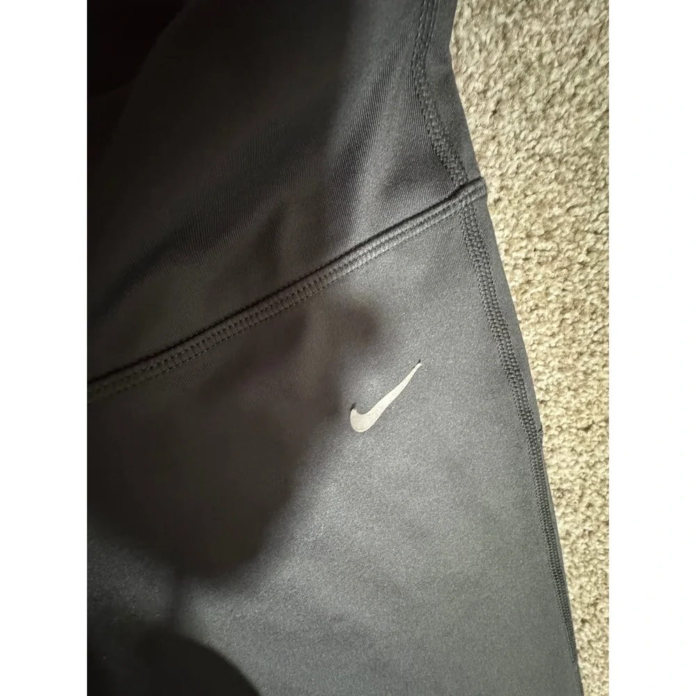 Nike Dri-FIT Womens Running Leggings Zipper Pocket Crop Tights Sz S *Flawed*